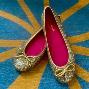 Kate Spade gold ballet flat with bow